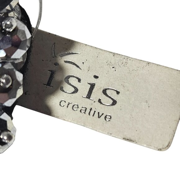 Isis Creative Faux Pearl Beaded Stretch Bracelet Silver Bow Encrusted Accent - Picture 2 of 5